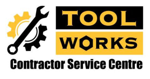 Logo of Tool Works Contractor Service Centre with a wrench and gear design on a white background.