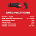 M18 FUEL™
SAWZALL® Recip Saw
(Tool Only) (282120BIN) on a red background with specifications listed.