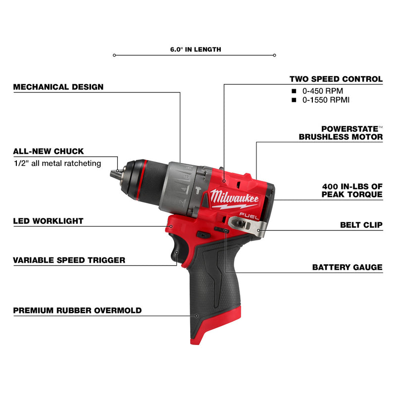 M12 FUEL™ 1/2" Hammer Drill/Driver (Tool Only)