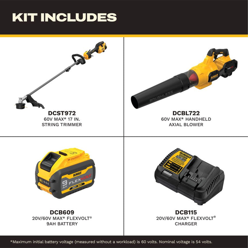 60V MAX* 17 in. Brushless Cordless Attachment Capable String Trimmer and Handheld Axial Blower Combo Kit