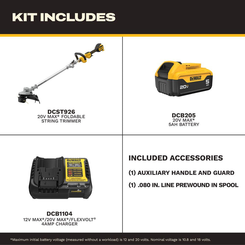20V MAX* Brushless Cordless Foldable String Trimmer Kit
