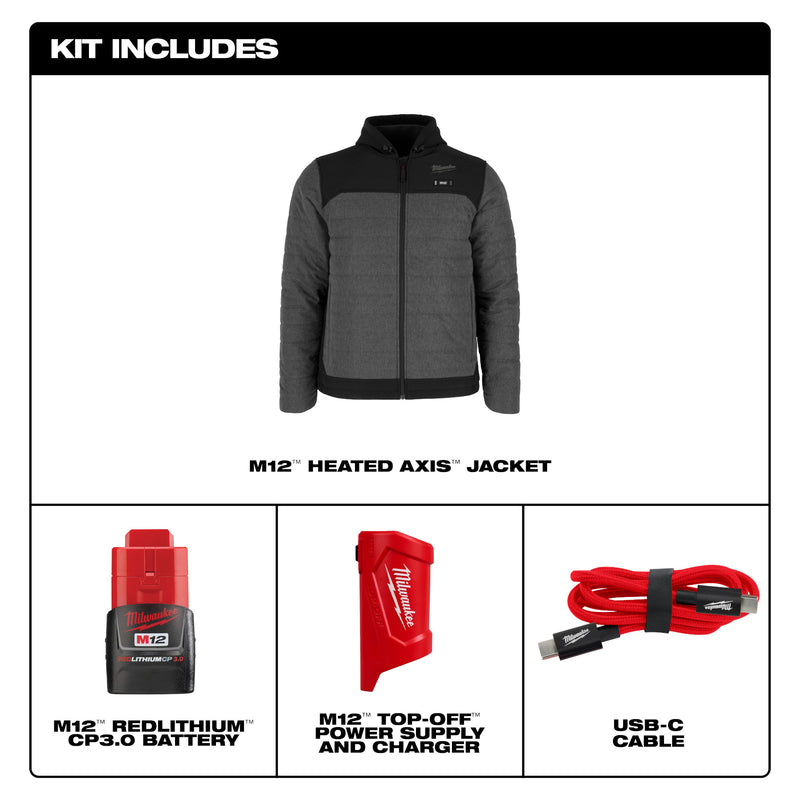 M12™ Heated AXIS™ Jacket Kit - Gray - Newfoundland Distributors Ltd.