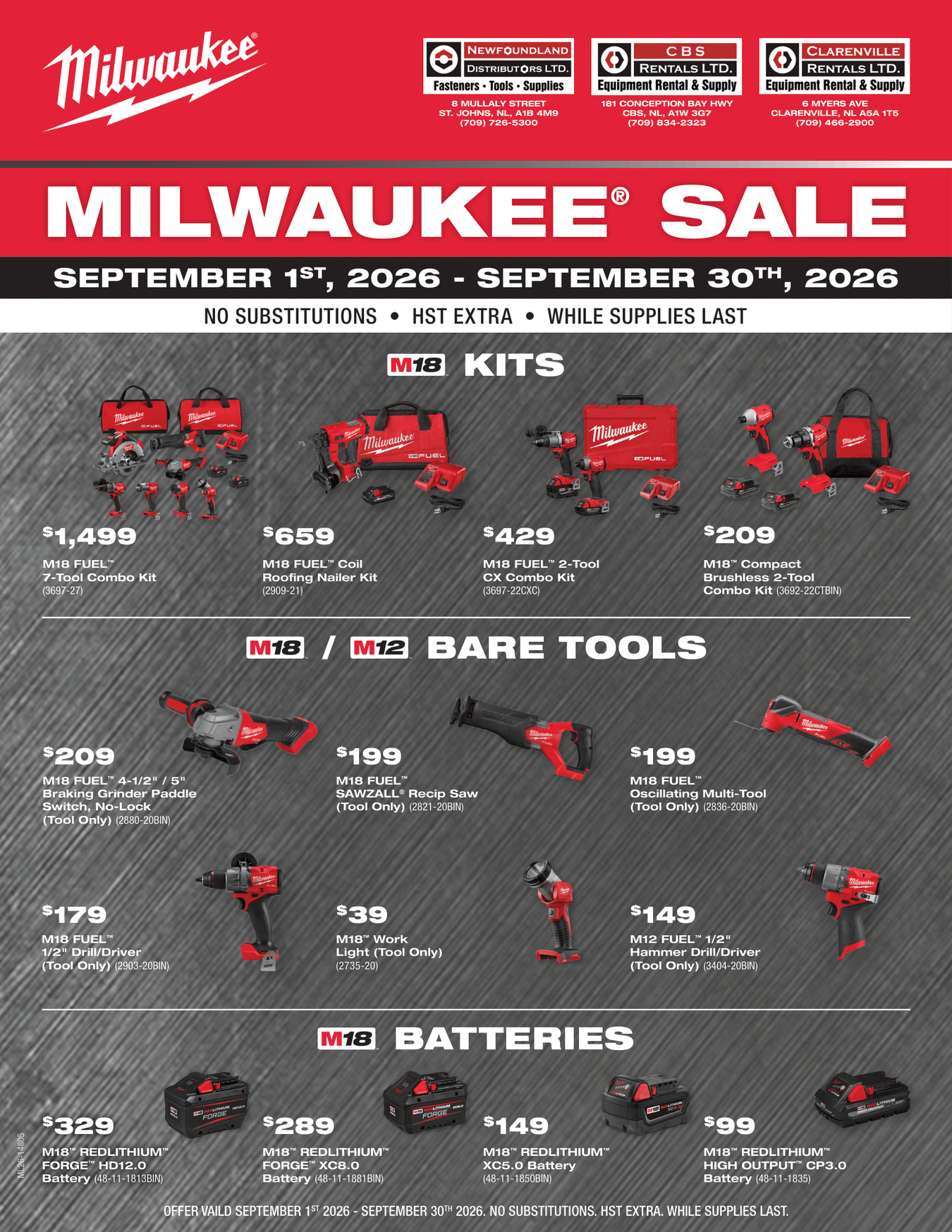 Milwaukee September Sale